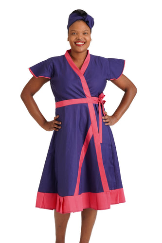 Navy/Pink 100% Cotton Dress